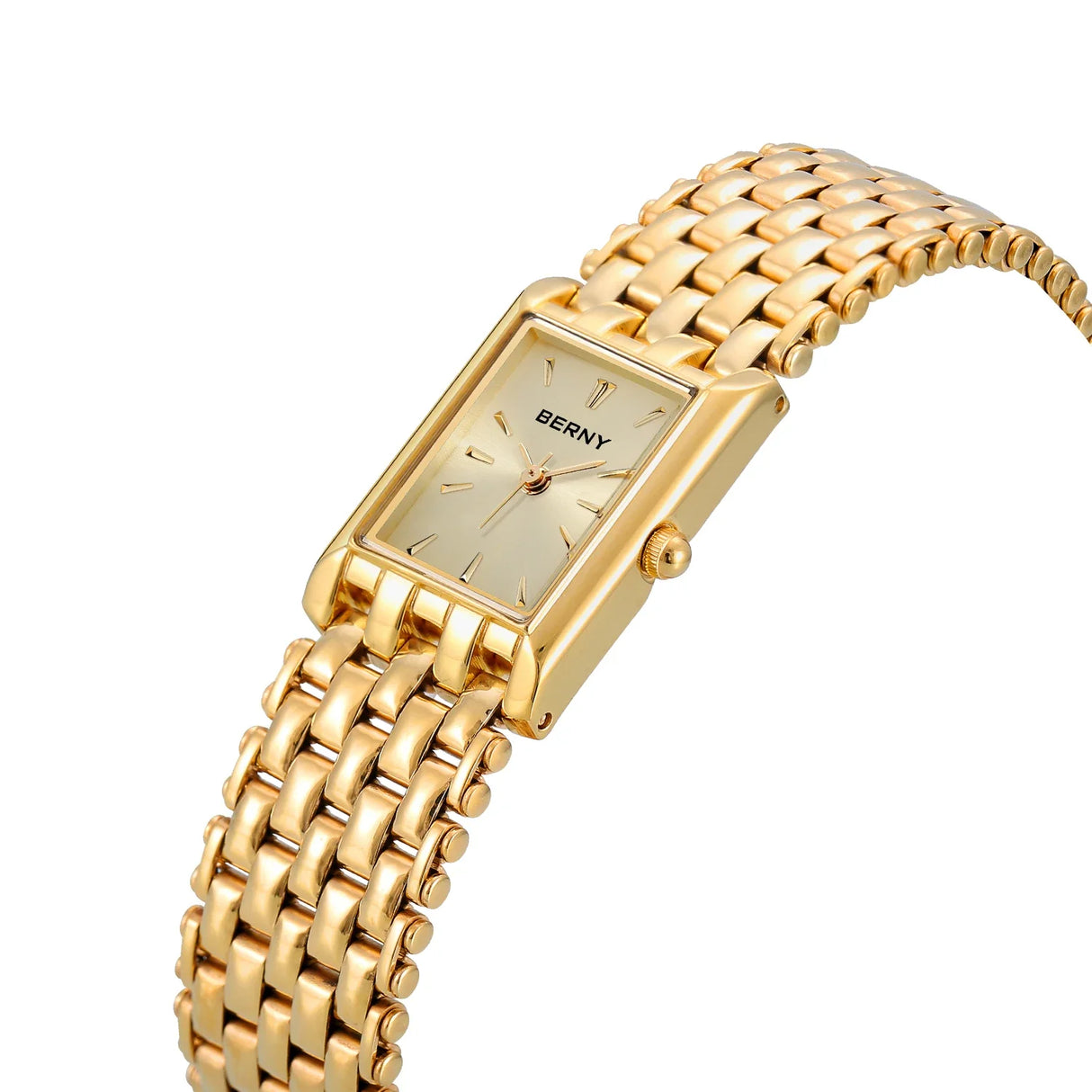 Reloj de cuarzo cuadrado dorado para mujer