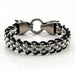 European And American Punk Stainless Steel Double Wolf Head Buckle Woven Men's Bracelet - Dazpy