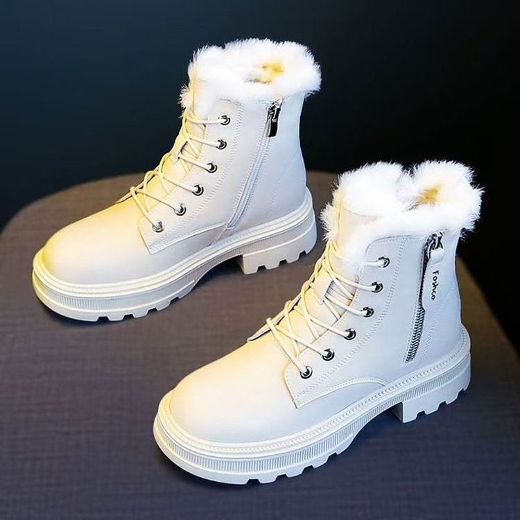 Botas altas de algodón con forro polar para otoño e invierno, versión coreana