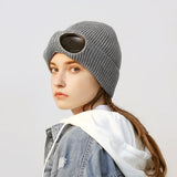 Winter Knit Skull Cap with Integrated Goggles