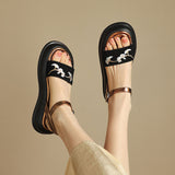 Embroidered Comfort Platform Sandals - Casual Thick-Soled Fashion Shoes for Women