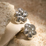 18k Gold Plated Stainless Steel Flower Shaped Stud Earrings