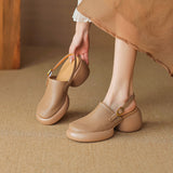 Summer Elegance Round Toe Platform Heels with Hollow-Out Design