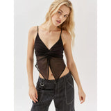 Sommerliches Mesh-Patchwork-Crop-Top