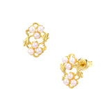 Women's Leaf Flower Pearl Earrings - Dazpy