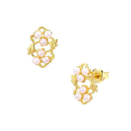 Women's Leaf Flower Pearl Earrings - Dazpy