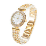 Women's Fashion Pearl Quartz Watch With Diamonds - Dazpy