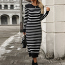 Women's Striped Long-Sleeve Knit Dress
