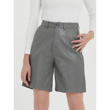 Elegante knielange PU-Leder-Shorts für Damen