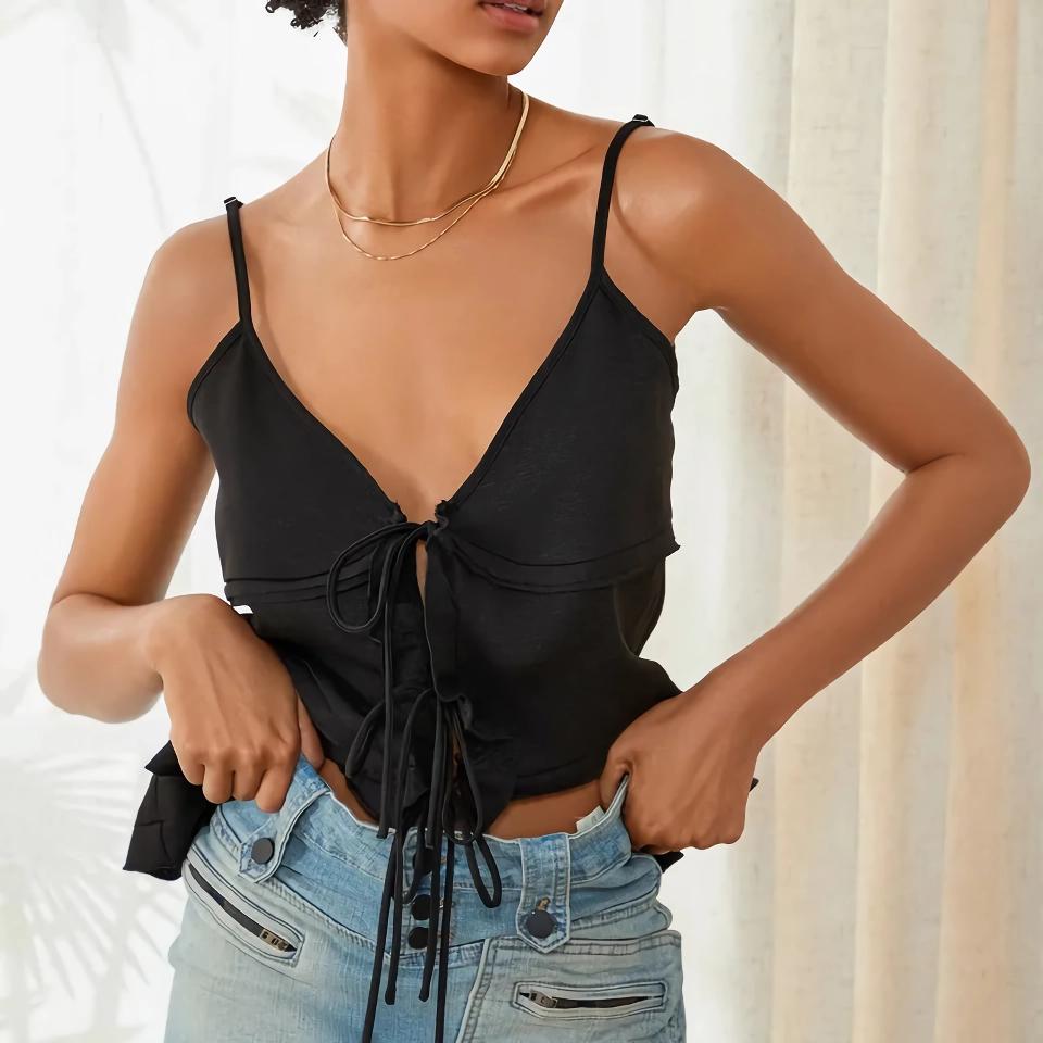 Camisola sin mangas con cuello en V para mujer