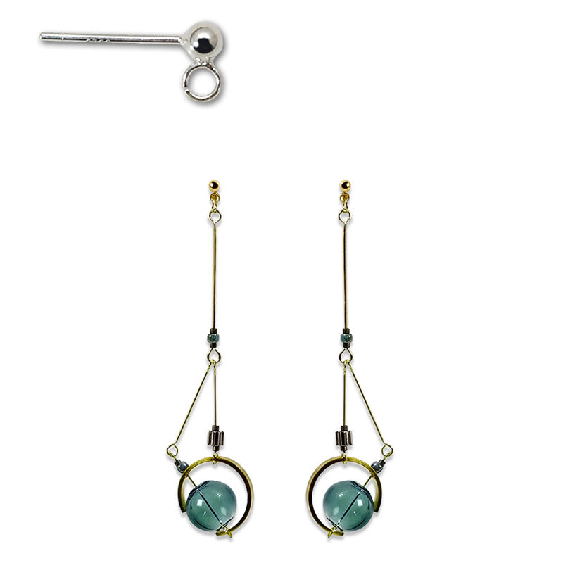 Original Vintage Glass Ball Asymmetrical Hand Made Earrings - Dazpy