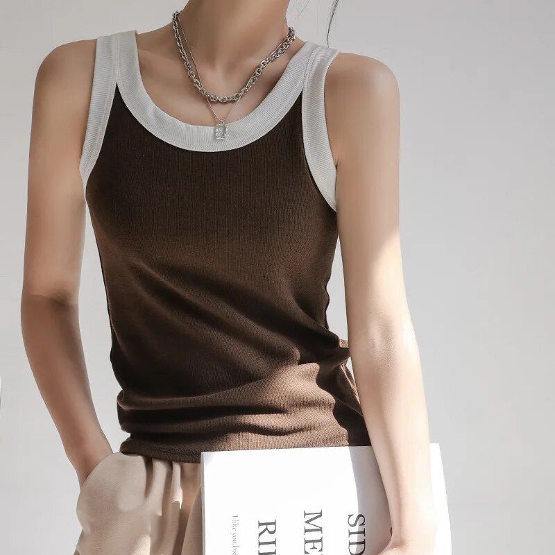 Knitted Ribbed Cotton Camisole for Women