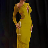 Elegantes, figurbetontes One-Shoulder-Maxikleid aus Netzstoff