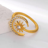 Gold Sun Moon Ring for Women