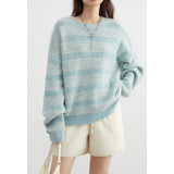 Women's Loose Long Sleeve Round Neck Striped Sweater