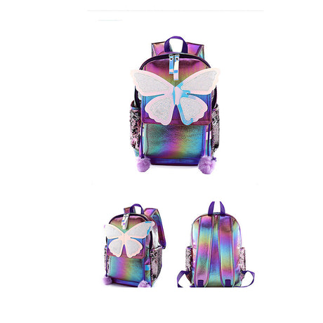 Sequined Butterfly Cute Backpack Female Korean Style Student Schoolbag Female - Dazpy