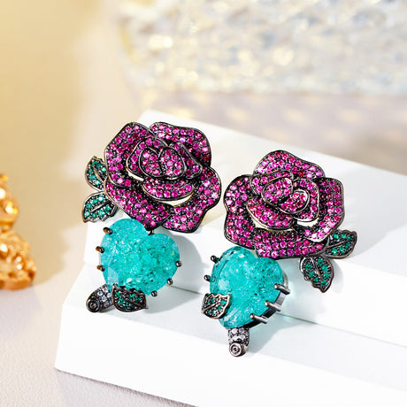 Heart Zircon Colored Treasure Earrings - Dazpy