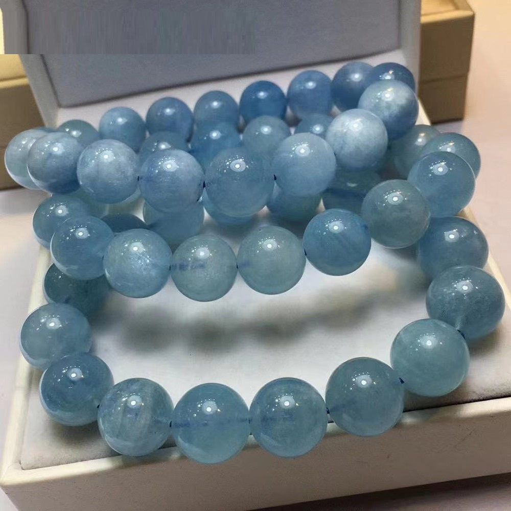 Natural Aquamarine Single-loop Beaded Bracelet - Dazpy