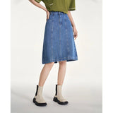 Women's Blue Denim A-Line Skirt