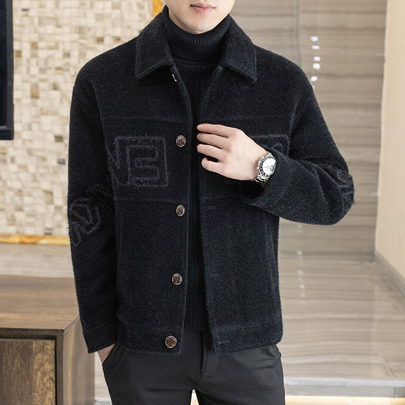 Woolen Jacket Coat Men's Lapel Short