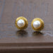 Silver Vintage Natural Pearl Honeycomb Stud Earrings - Dazpy