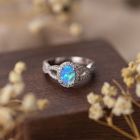 S925 Silver Egg-shaped Opal Ring - Dazpy