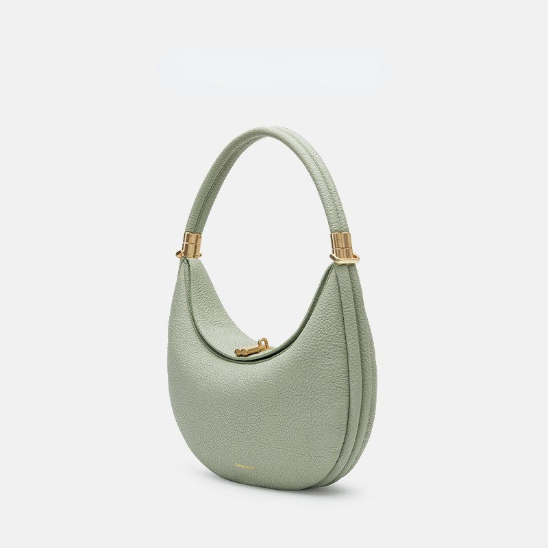 Luxury Crescent Leather Shoulder Bag