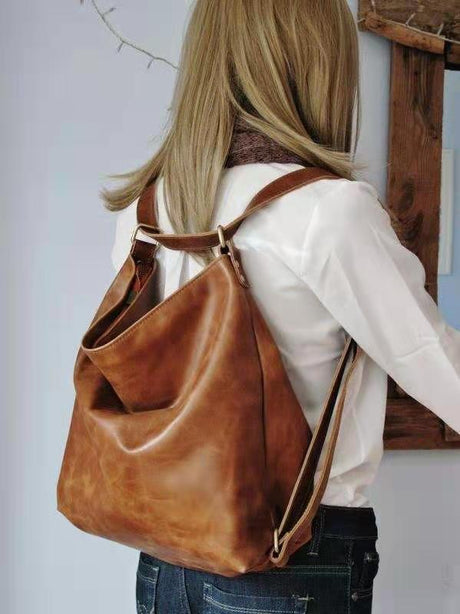 Retro Bag Oil Wax Leather Shoulder Capacity Soft - Dazpy