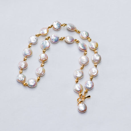 Shaped Baroque Freshwater Pearl 12-13mm Button Necklace - Dazpy