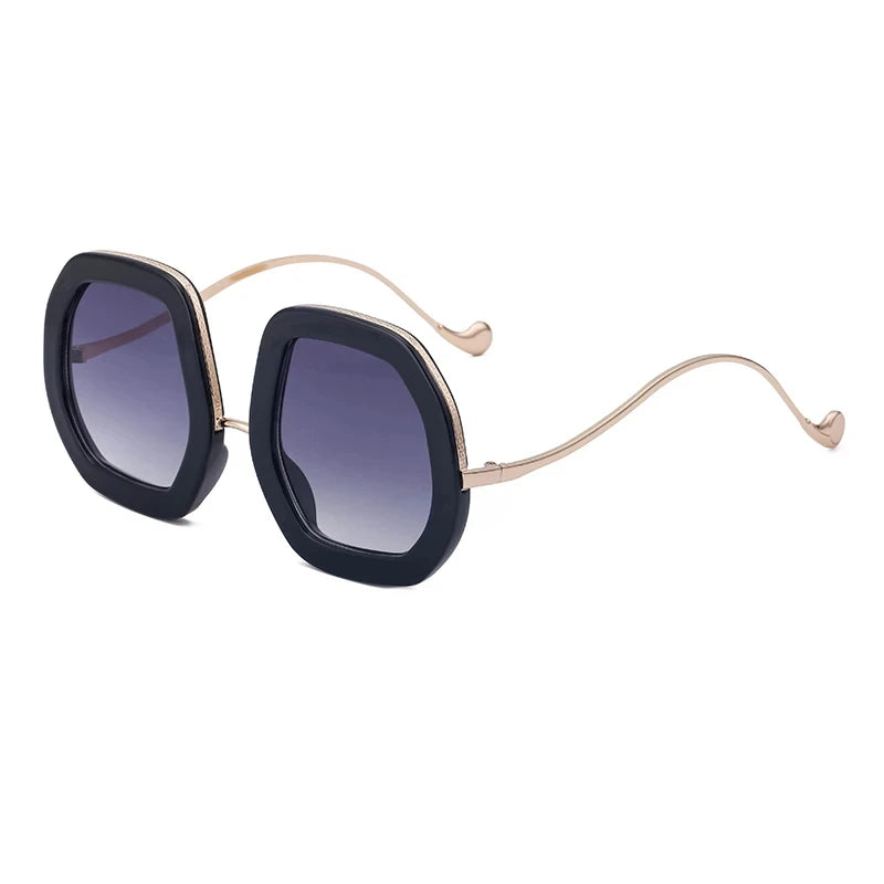 Luxury Oversized Diamond Polygon Sunglasses with UV Protection