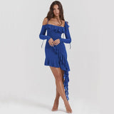 Elegant Spaghetti Strap Backless Ruffle Mini Dress for Women