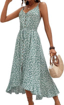 Vestido midi de tirantes con cuello en V para mujer
