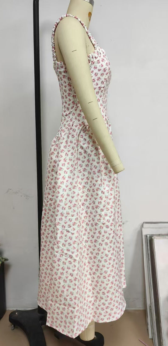 Vestido adelgazante de cintura estilo bohemio con estampado floral para 24 años