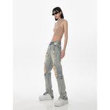 High Waist Ripped Straight Jeans for Women