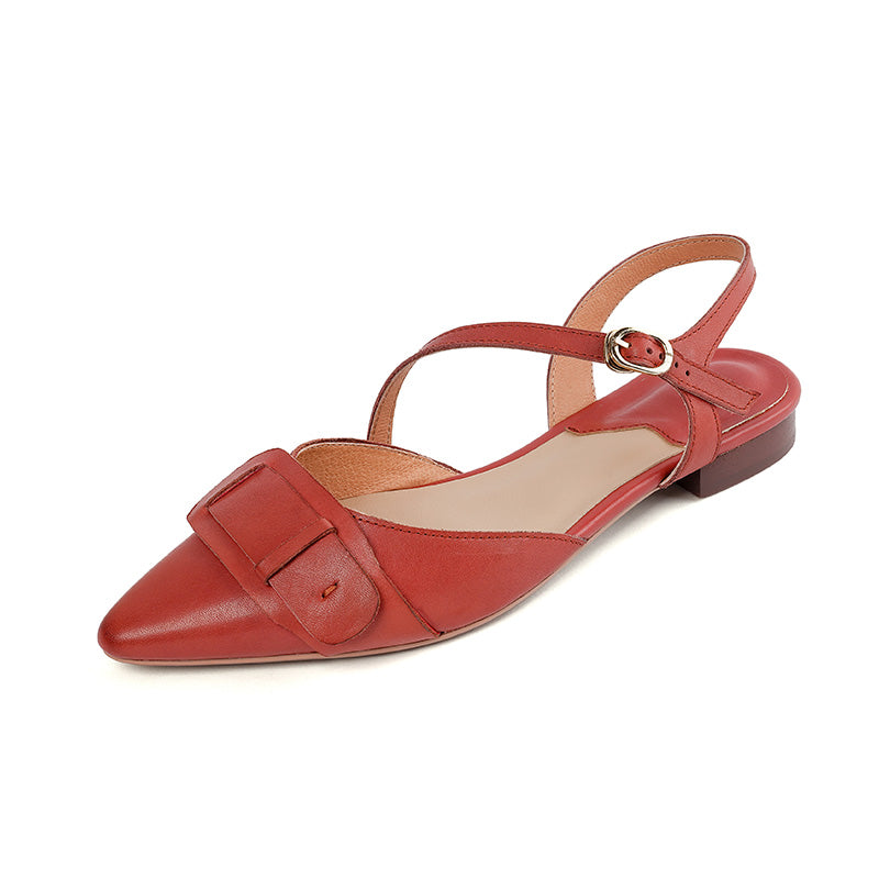 Elegante Slingback-Sandalen aus Leder mit niedrigem Absatz für Damen