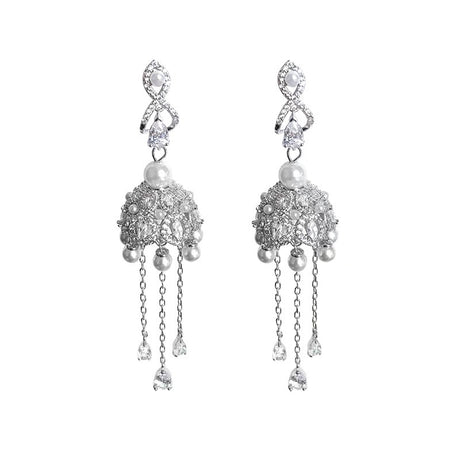 Heavy Exaggerated Earrings S925 Sterling Silver Needle Vintage Wind Bell Earrings - Dazpy