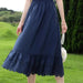 Blue High Waist A-line Cotton Lace Summer Skirt