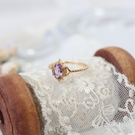 Silver Crown Bubble Amethyst Lace Women's Ring - Dazpy