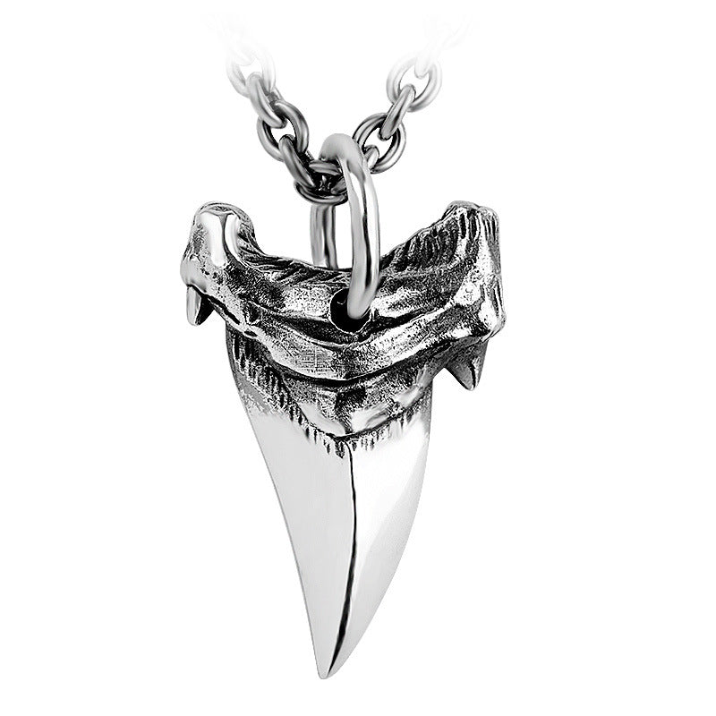 Personalized Thai Silver Necklace S925 Silver Jewelry Men's Hip Hop Shark Teeth Pendant - Dazpy