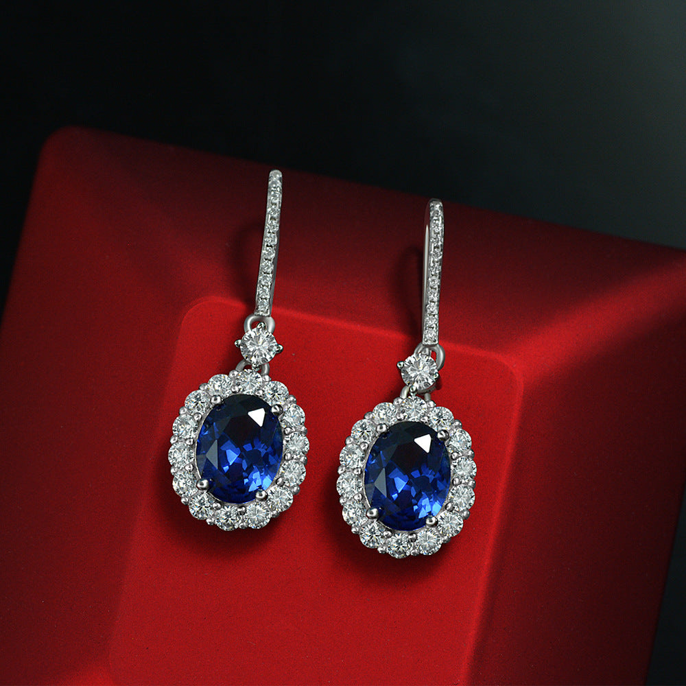 Royal Blue Earrings Classic Retro All Over - Dazpy