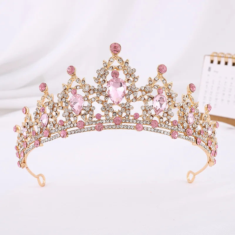 Tiara nupcial barroca de oro y cristal color champán