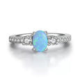 925 Sterling Silver 18K White Gold Natural Opal Ring - Dazpy