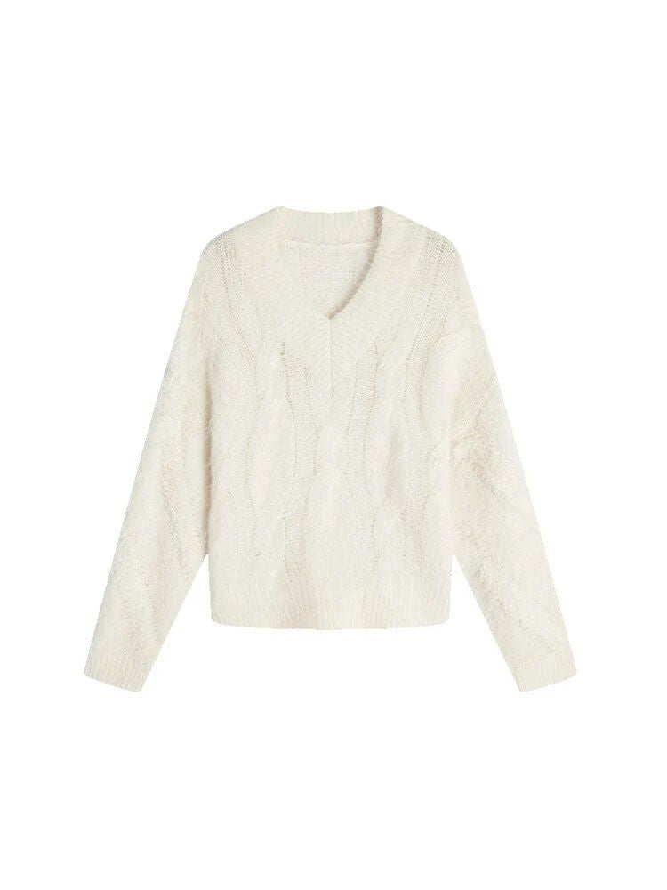 Kuscheliger Pullover aus Alpaka-Mischung mit V-Ausschnitt