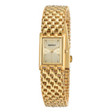 Reloj de cuarzo cuadrado dorado para mujer