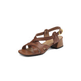 Sommerliche Sandalen mit quadratischer Zehenpartie und klobigem Absatz