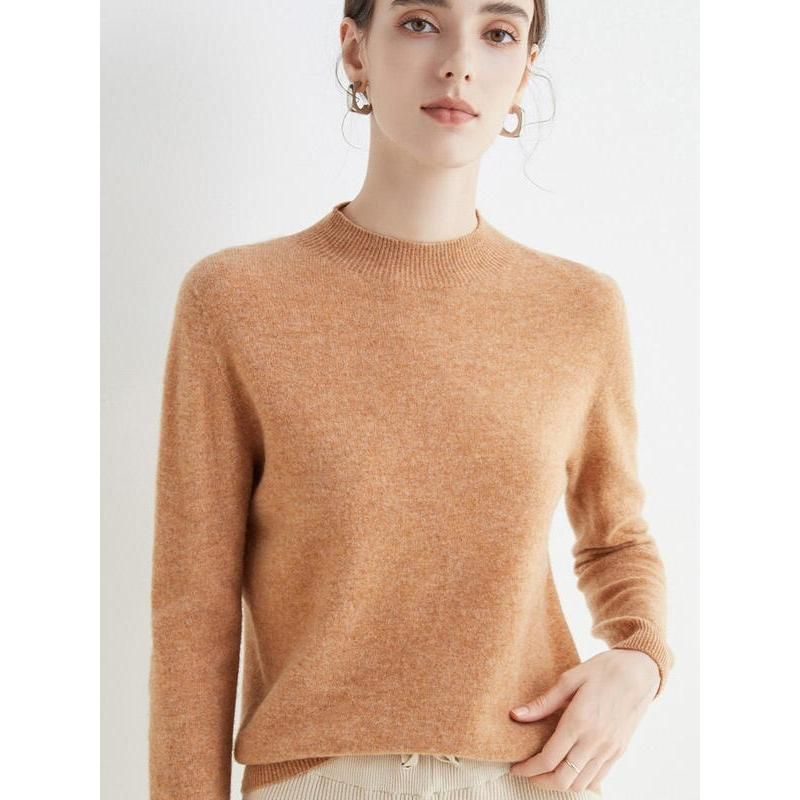 Luxurious Merino Wool Mock-Neck Pullover for Women