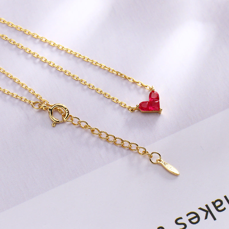 Women's Gold Plated Sterling Silver Splicing Heart Necklace - Dazpy