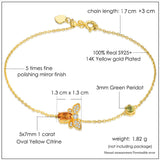 Women's Fashion Natural Citrine Peridot Bee Bracelet - Dazpy