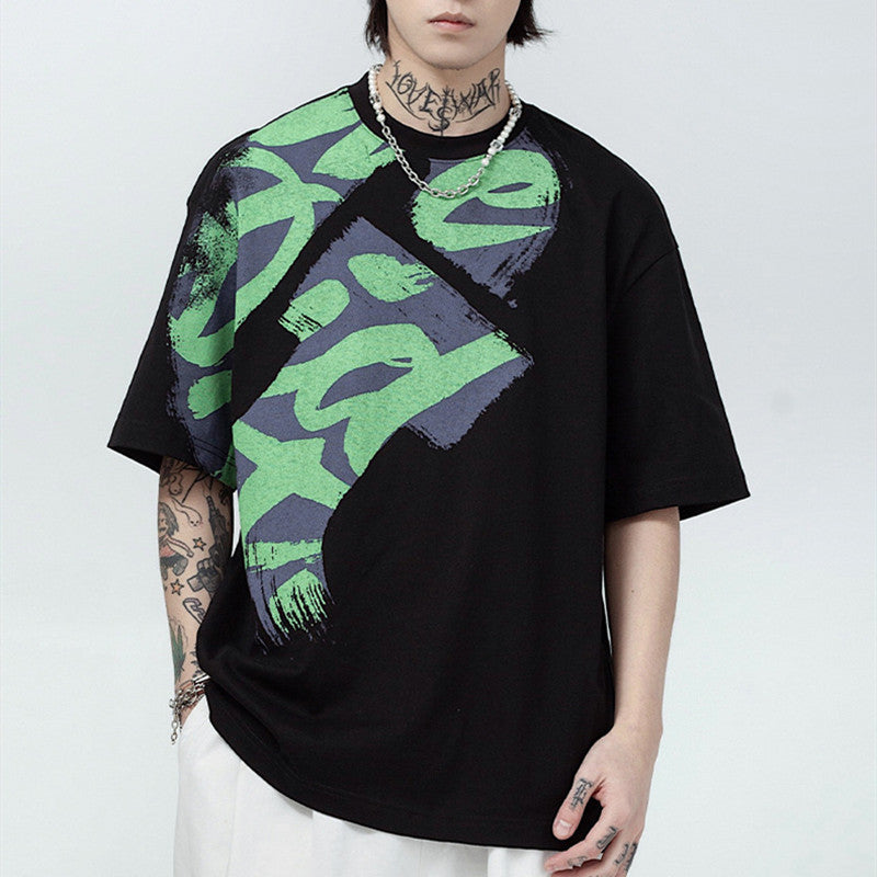 Fashion Brand Men's Clothing Half Sleeve T-shirt Loose National Fashion