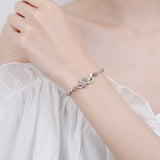 A Rose Bracelet Female S925 Silver Bracelet Inlaid Moissanite Bracelet - Dazpy